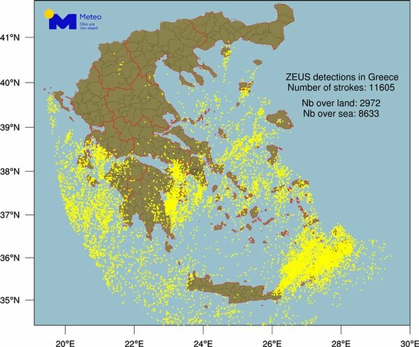 Τι άφησε πίσω της η κακοκαιρία «Γηρυόνης»: 11600 κεραυνοί, ρεκόρ βροχής και υλικές καταστροφές