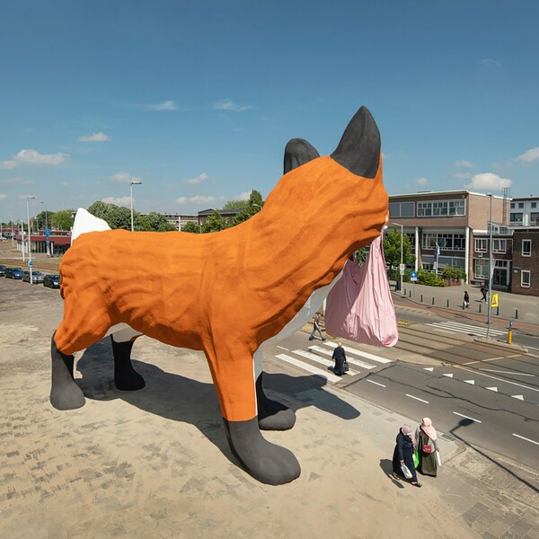 Αυτή η τεράστια αλεπού «σπάει» το γκρίζο, αστικό περιβάλλον του Ρότερνταμ
