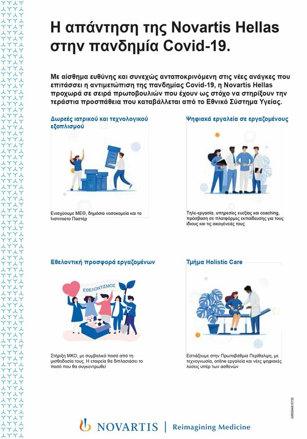 Δέσμη 10 δράσεων για την αντιμετώπιση του Covid-19 στην Ελλάδα και τον κόσμο από τη Novartis