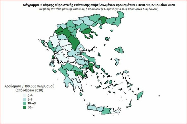 Χάρτης κορωνοϊού στην Ελλάδα: Από τα 35 νέα κρούσματα, τα 17 στην Αττική - 9 «εισαγόμενα»