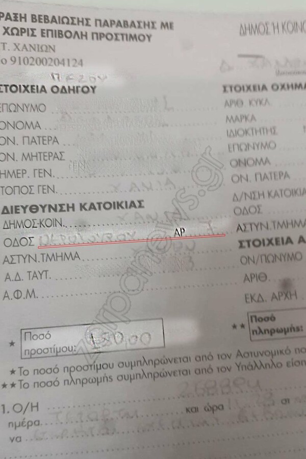 Χανιά: Του έκοψαν πρόστιμο έξω από το σπίτι του - Πήγε στον διπλανό φούρνο χωρίς βεβαίωση