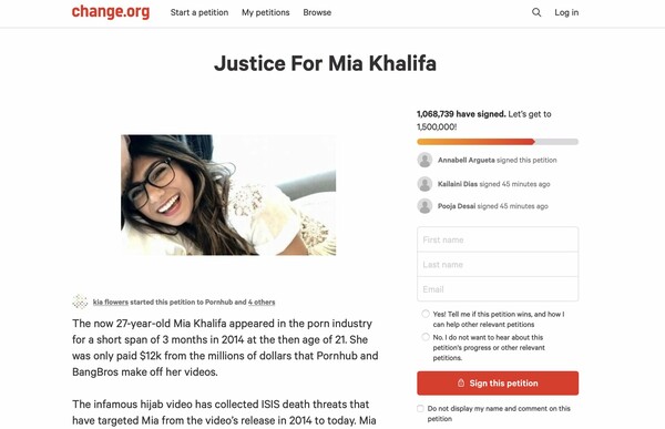 Mia Khalifa: Μαζεύουν υπογραφές για να «κατέβουν» τα βίντεό της από πορνογραφικές ιστοσελίδες