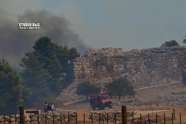 Φωτιά στις Μυκήνες: Οι φλόγες πέρασαν μέσα από τον αρχαιολογικό χώρο - Εικόνες από το σημείο