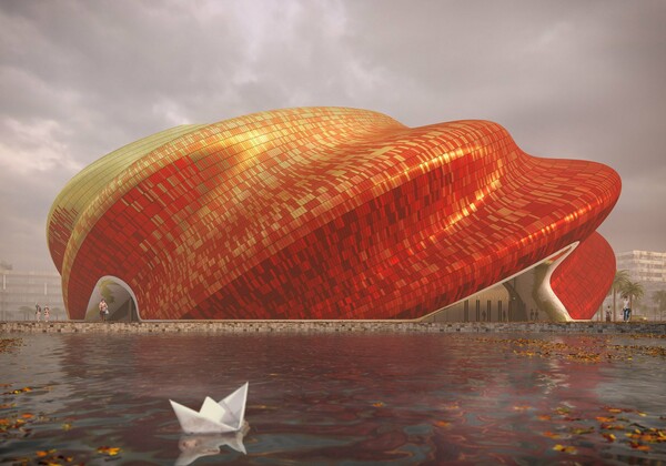 Το νέο θέατρο της Κίνας είναι ένα κτίριο που μοιάζει με μετάξι που θροΐζει