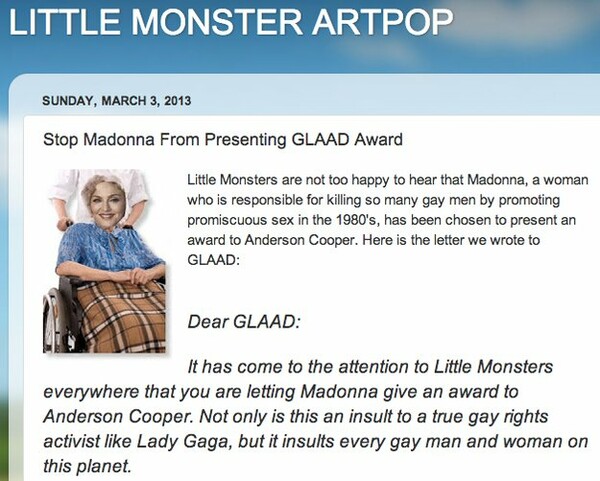 Οι φαν της Λέιντι Γκάγκα απαιτούν να μην εμφανιστεί η Μαντόνα στα βραβεία GLAAD