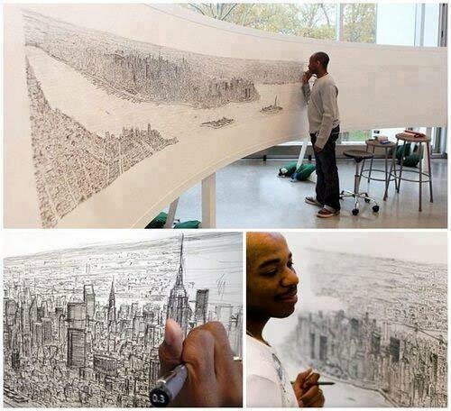 Ο αυτιστικός καλλιτέχνης Stephen Wiltshire ζωγραφίζει από μνήμης εναέρια άποψη της Νέας Υόρκης 