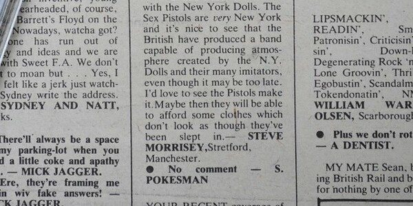 Το γράμμα που έγραψε ο 17χρονος Morrissey για τους Sex Pistols στο NME (1976)
