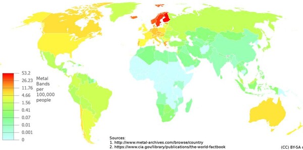 Πού υπάρχουν οι περισσότερες χέβι μέταλ μπάντες στον κόσμο;