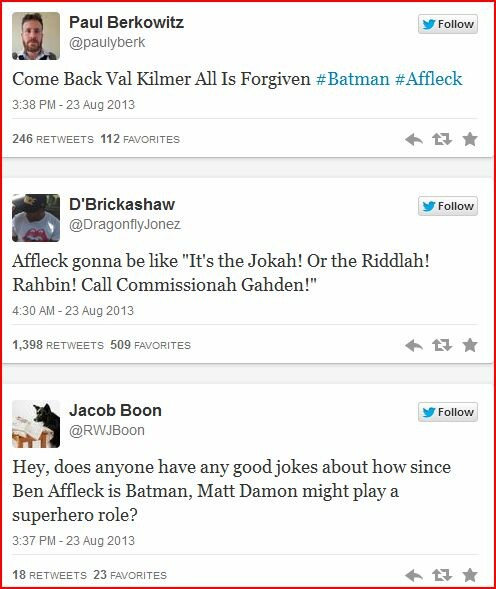 Τα 50+ πιο αστεία tweet σχετικά με την επιλογή του Ben Affleck στο ρόλο του Batman