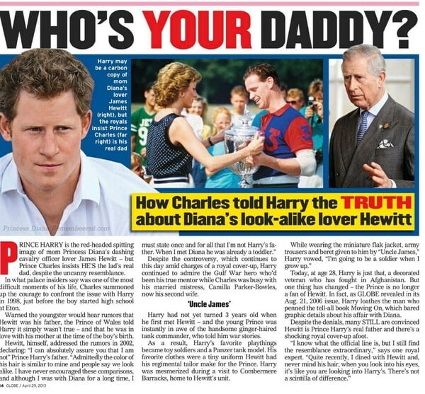 ''O εραστής της Νταϊάνα είναι ο πραγματικός πατέρας του Πρίγκιπα Χάρι κι όχι ο Κάρολος''