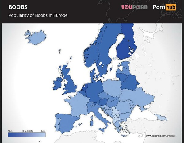 Το αγαπημένο σημείο του σώματος κάθε χώρας, στα πορνό