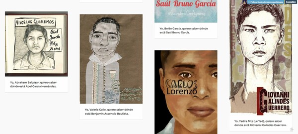 Τα πορτρέτα των 43 αγνοουμένων μεξικανών φοιτητών.
