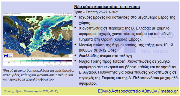 Καιρός: Ψυχρή εισβολή με καταιγίδες, πυκνές χιονοπτώσεις και απότομη πτώση θερμοκρασίας