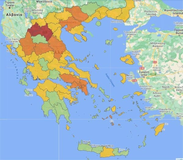 Κορωνοϊός: Ποιες περιοχές αλλάζουν επίπεδο συναγερμού από σήμερα - Χάρτης