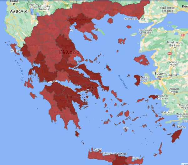 Lockdown: Ο νέος χάρτης των μέτρων- «Κόκκινη» όλη η Ελλάδα