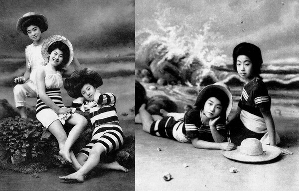 Η φαντασιωμένη θάλασσα. Γκέισες και Μάικο (δόκιμες) της εποχής Meiji (1886 - 1912) με περιβολή παραλίας.