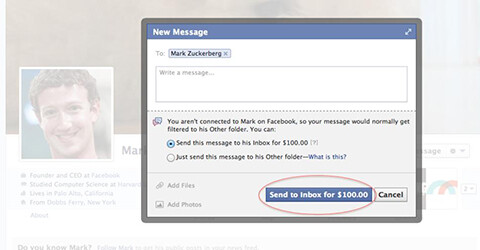 Οι χρήστες του Facebook μπορούν να στείλουν έναντι αμοιβής μήνυμα στον Zuckerberg