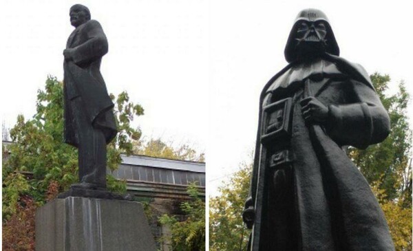 Το άγαλμα του Λένιν στην Ουκρανία μεταμορφώθηκε στον Darth Vader