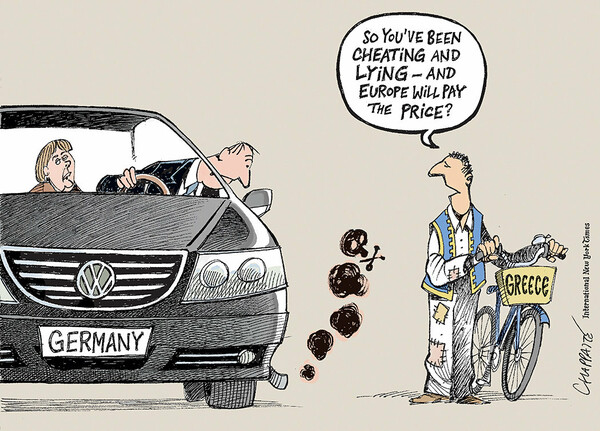 Το σκίτσο των New York Times για το σκάνδαλο Volkswagen και τη σχέση του με την Ελλάδα