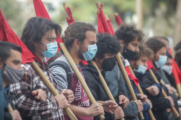 Συλλαλητήριο φοιτητών στο κέντρο της Θεσσαλονίκης κατά της αστυνομικής επέμβασης στο ΑΠΘ