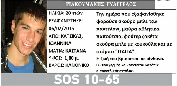 Έκκληση για εξαφανισμένο 20χρονο φοιτητή