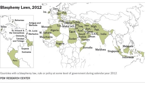 Οι χώρες όπου η βλασφημία είναι αδίκημα