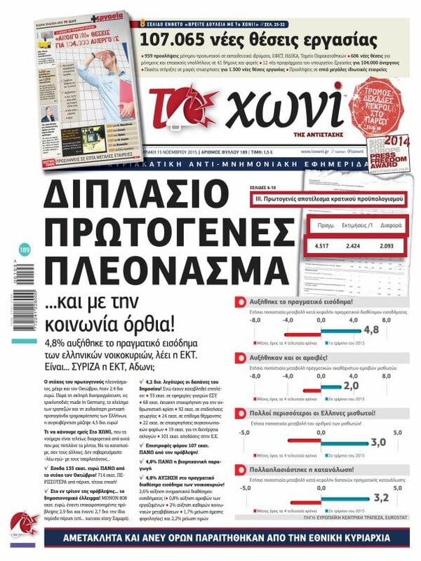 32 ξεκαρδιστικά πρωτοσέλιδα που δείχνουν τη μεταμόρφωση του ΧΩΝΙΟΥ από αντιστασιακό σε μνημονιακό