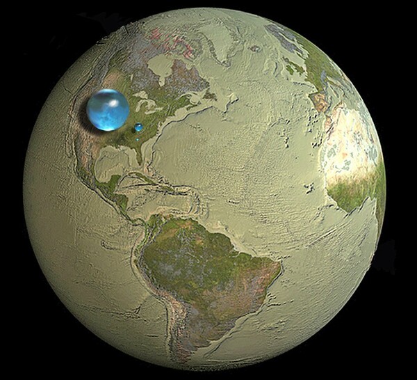 Έτσι θα έμοιαζε ο πλανήτης αν συγκεντρώναμε όλο το νερό σε ένα σημείο