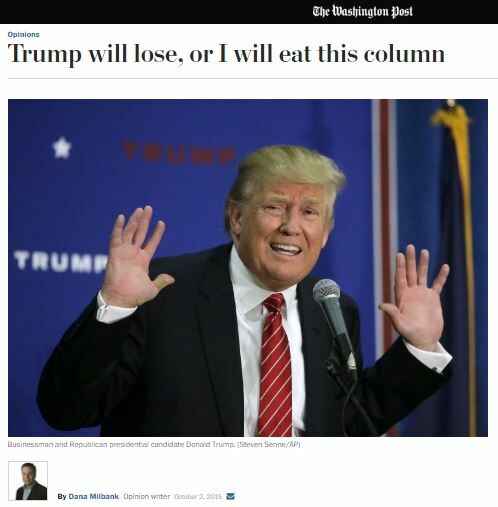 Δημοσιογράφος της Washington Post υποσχέθηκε να φάει την εφημερίδα αν έμενε ο Τραμπ μοναδικός υποψήφιος