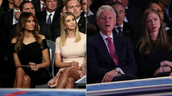 Μπιλ Κλίντον, Μελάνια Τραμπ, Ιβάνκα και Τσέλσι στο ντιμπέιτ - Οι φωτογραφίες της τηλεμαχίας