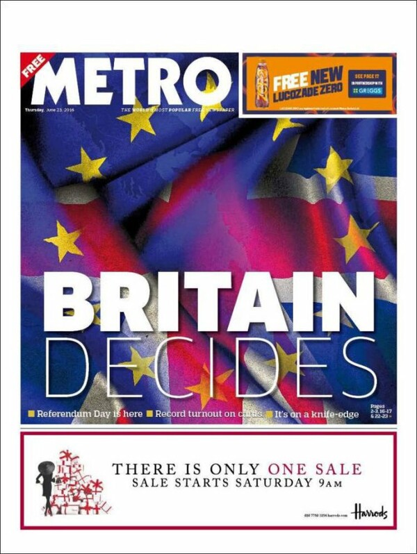 Tα σημερινά πρωτοσέλιδα των βρετανικών εφημερίδων για το Brexit