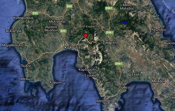 Σεισμός 3,9 Ρίχτερ ανάμεσα από Καλαμάτα και Σπάρτη