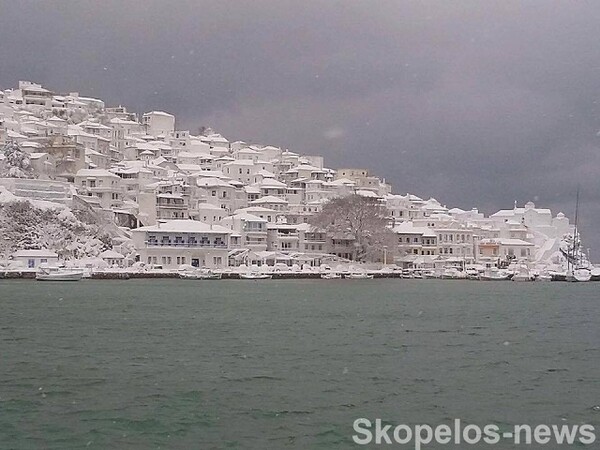 Σκόπελος και Αλόννησος στα λευκά - Εντυπωσιακές φωτογραφίες των χιονισμένων νησιών