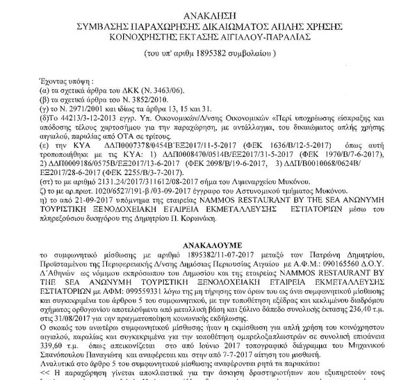 Το υπουργείο Οικονομικών ανακάλεσε τη σύμβαση παραχώρησης παραλίας στο Nammos