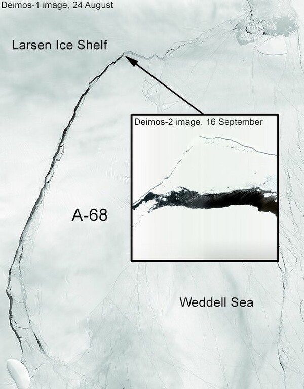 Το γιγάντιο παγόβουνο Α-68 στην Ανταρκτική άρχισε να κινείται προς την ανοικτή θάλασσα