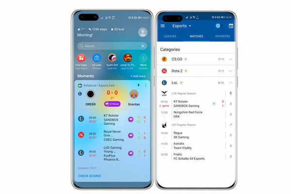 Το Esports τώρα διαθέσιμο σε smartphones μέσω του Huawei Assistant! Για πρώτη φορά ζωντανά αποτελέσματα αγώνων και αθλητικών ειδήσεων στην συσκευή σας!