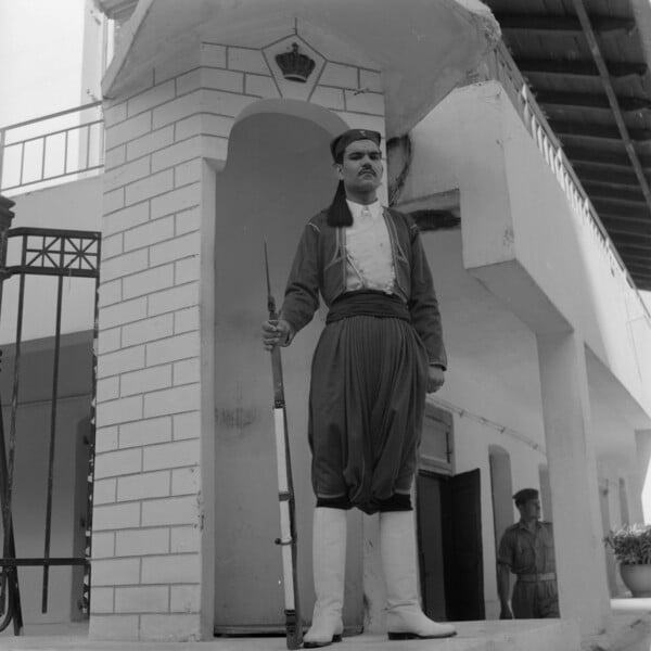 Greece, soldier guarding Hellenic Parliament building in Athens