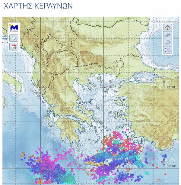 Κακοκαιρία Ωκεανίς: Θυελλώδεις άνεμοι και 6.000 κεραυνοί στο Αιγαίο