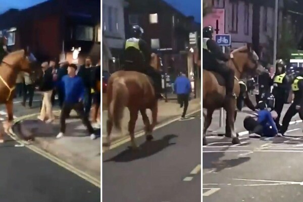 Οπαδός ρίχνει γροθιά σε άλογο της αστυνομίας επειδή έχασε η ομάδα του