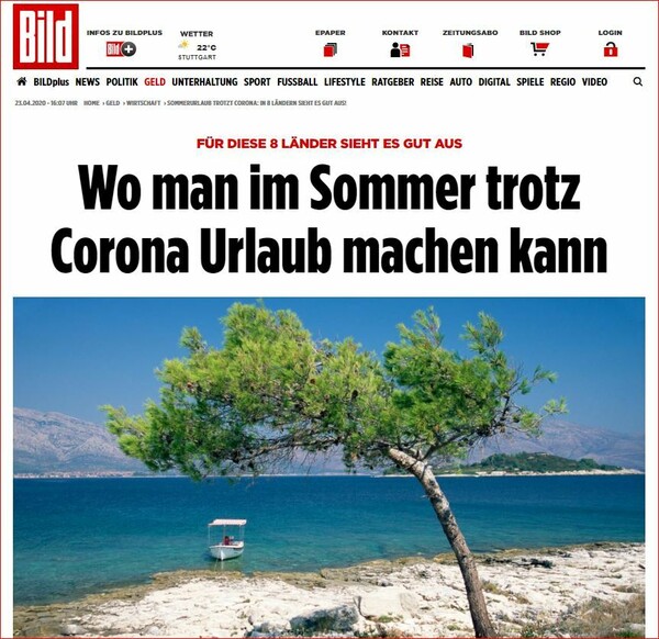 Η Bild προτείνει την Ελλάδα για το καλοκαίρι: «Διακοπές παρά τον κορωνοϊό»