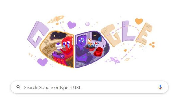 H Google γιορτάζει τον Άγιο Βαλεντίνο με ένα «διαστημικό» Doodle