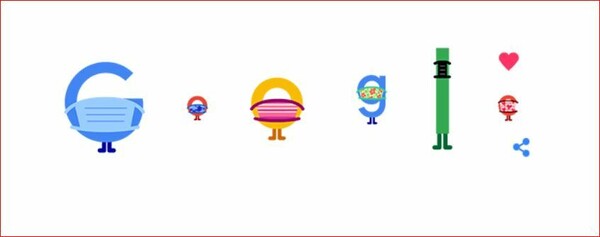 To Doodle της Google για τον κορωνοϊό - «Φορέστε μάσκα, σώστε ζωές.»