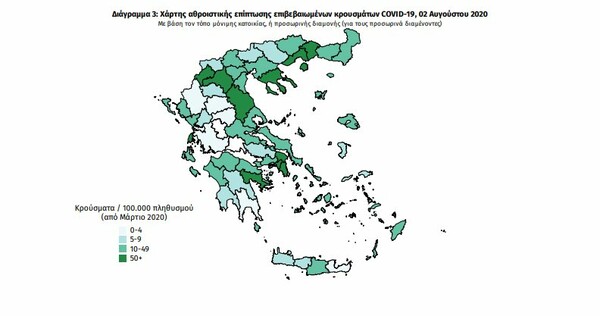 Κορωνοϊός: Ο «χάρτης» των νέων κρουσμάτων- Σε Καβάλα και Θεσσαλονίκη τα περισσότερα