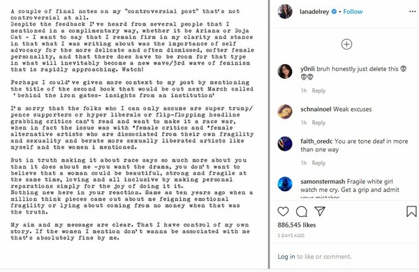 Η Lana Del Ray παραλίγο να ξεκινήσει φυλετικό πόλεμο στο Instagram