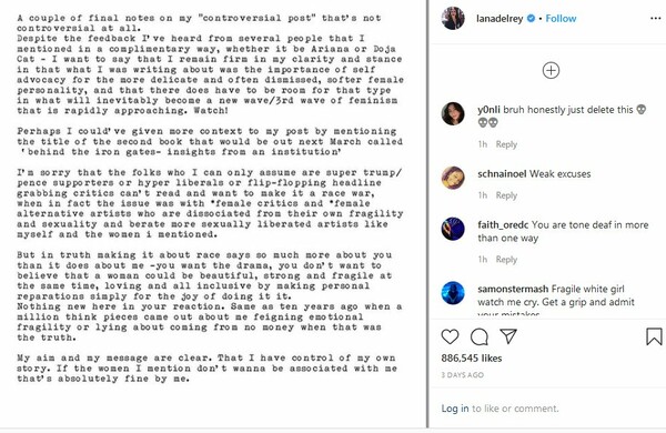 Η Lana Del Ray παραλίγο να ξεκινήσει φυλετικό πόλεμο στο Instagram