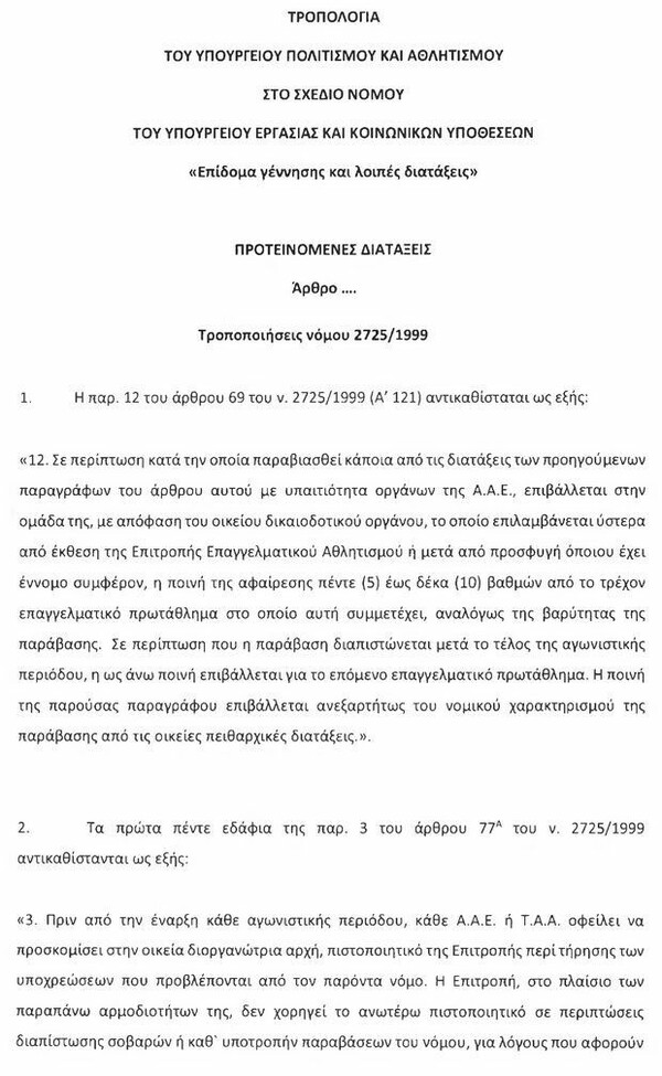 Κατατέθηκε στη Βουλή η τροπολογία για τις αθλητικές ποινές - Τι προβλέπει