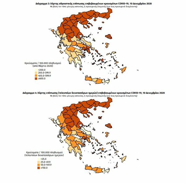 Ο χάρτης του κορωνοϊού: 616 νέα κρούσματα σε Αττική και Θεσσαλονίκη