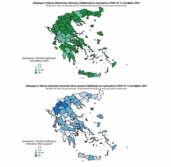 Ο «χάρτης» του κορωνοϊού: 201 νέα κρούσματα στην Αττική, 38 στη Θεσσαλονίκη