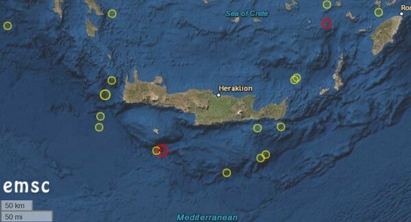 Ισχυρός σεισμός 4,8 Ρίχτερ ανοικτά της Κρήτης - 20 χλμ από την Γαύδο