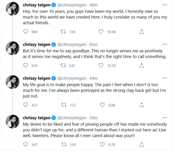 Η Κρίσι Τέιγκεν έκλεισε το Twitter της - Οι τελευταίες αναρτήσεις 